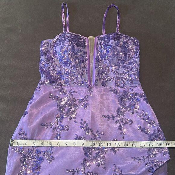 Women’s Purple Mermaid Fit Prom Party Dress Sparkly Sequins Lace Up Back Size 8 - Picture 11 of 12